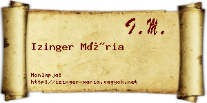 Izinger Mária névjegykártya